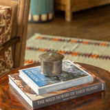 Stamped Round Turq Box with Lid