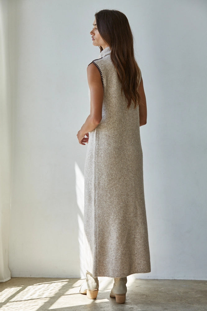 The Antonia Turtleneck Sleeveless Knit Maxi Dress - Oat M The Antonia Turtleneck Sleeveless Knit Maxi Dress - Oat M