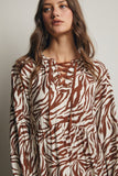 Mocha Zebra Print Maxi Dress