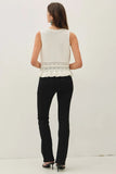 Ruffled Crochet Textured Knit Tank