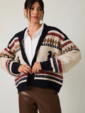 Horse Motif Button Up Oversize Sweater Cardigan