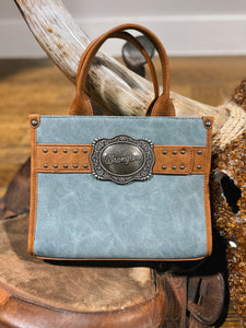 Wrangler Small Buckle Tote (Coffee, Dusty Blue & Black)