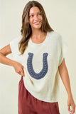 Ribbed Horeshoe Sweater Vest - Cream