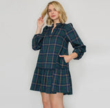 The Ellie - Tartan Green Plaid Mini Dress