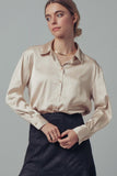Champagne Satin Button Down Blouse