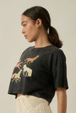 Painted Horses Vintage Washed Cropped Tee - Vintage Black
