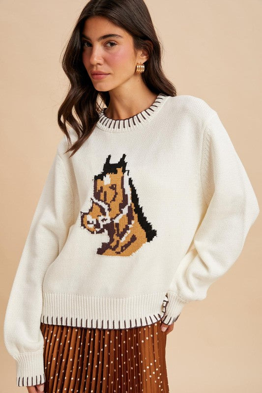 Out to Pasture Horse Knitted Sweater