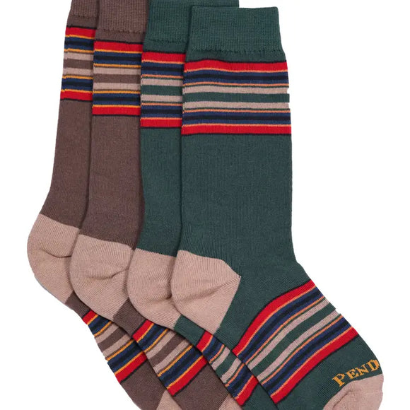 2 Pack Men's Pendleton Umber & Green Socks