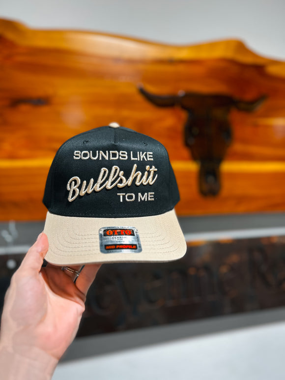 Sounds Like Bullshit To Me Trucker Hat - Black & Cream