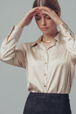 Champagne Satin Button Down Blouse