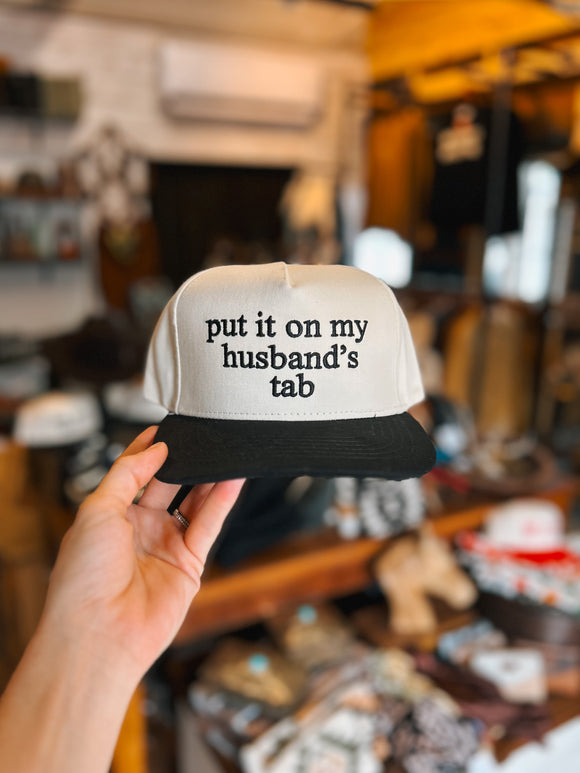 Put It On My Husbands Tab Hat (Black, Red & Tan)