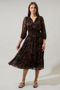 The Autumn - Balloon Sleeve Midi Dress