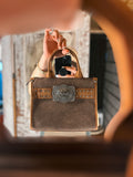 Wrangler Small Buckle Tote (Coffee, Dusty Blue & Black)