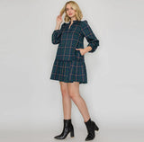 The Ellie - Tartan Green Plaid Mini Dress