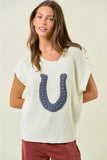 Ribbed Horeshoe Sweater Vest - Cream