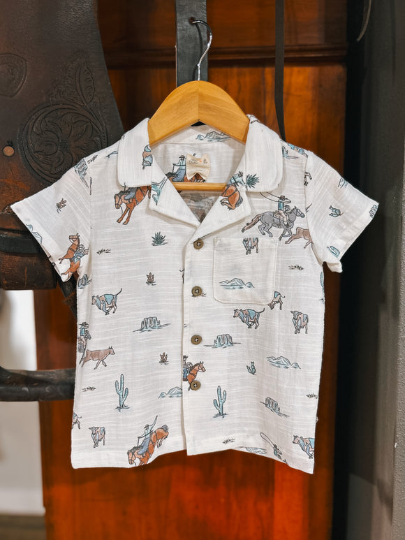 The Cowboys Print Relaxed Collard Shirt (12-18Mo)