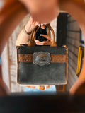 Wrangler Small Buckle Tote (Coffee, Dusty Blue & Black)