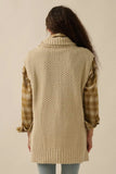 Cable Knit Half Zip Oversized Sweater Vest - Cream
