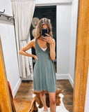 The Ribbed V neck Sunday Dress (Sage/Denim)