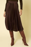 The Rhonda - Chocolate Pleated Satin Skirt