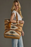 Tan, Camel & Teal Aztec Tote