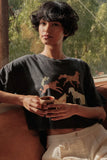 Painted Horses Vintage Washed Cropped Tee - Vintage Black