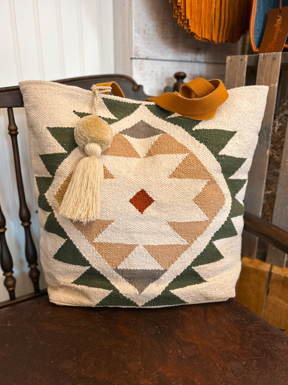 Cream, Olive & Rust Tote