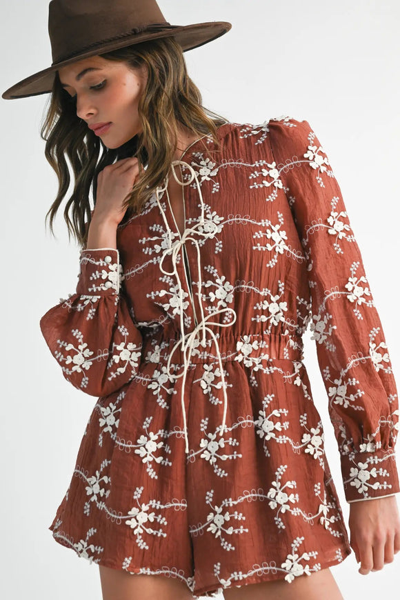 The Rory - Floral Embroidered Romper