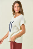 Ribbed Horeshoe Sweater Vest - Cream