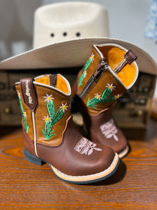 Kids Cactus Square Toed Boots