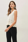 Ruffled Crochet Textured Knit Tank