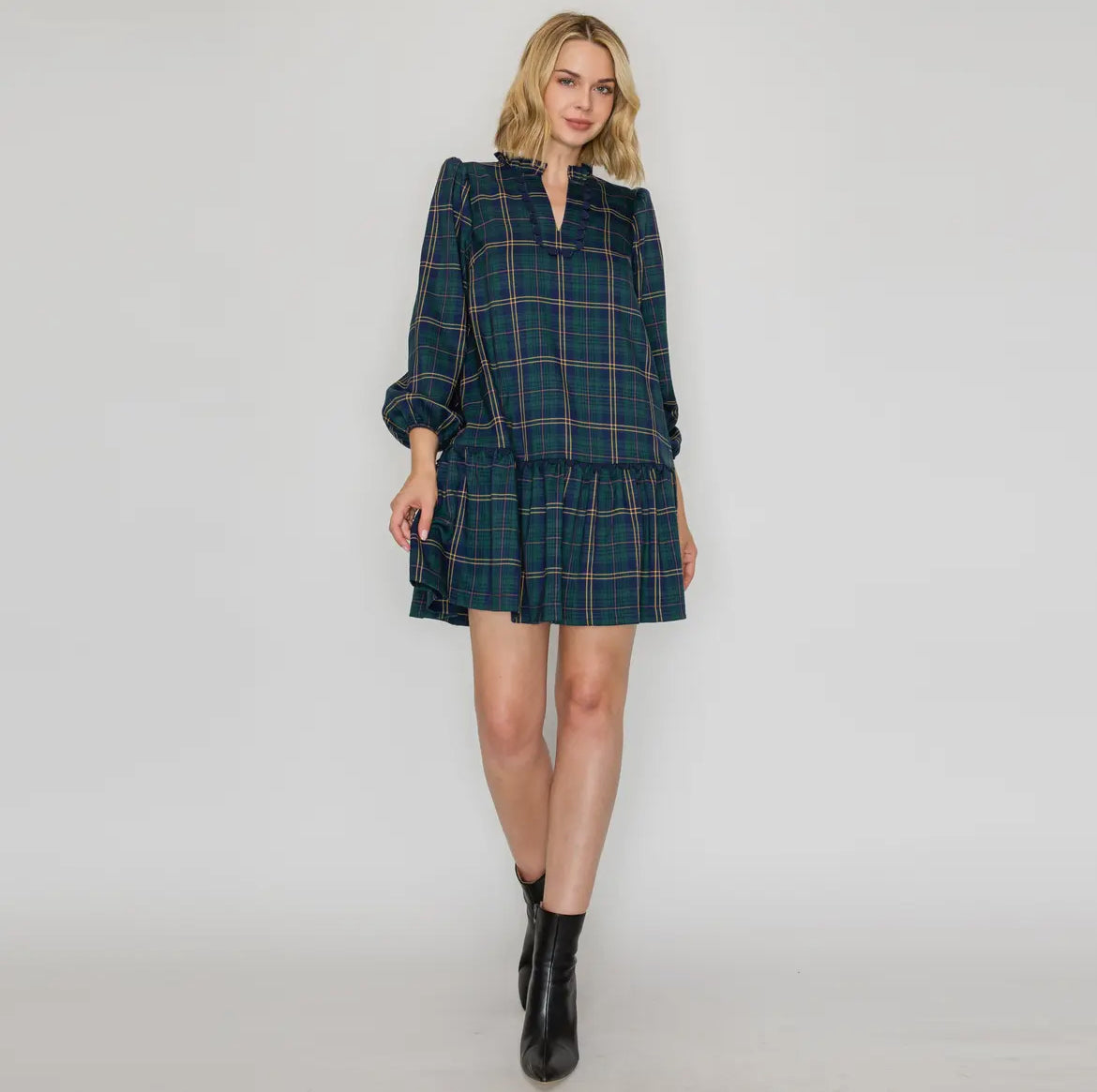 green tartan dress All I Want Plaid Midi Dress, X-Large - The Mint Julep Boutique designed ladies tartan swing dress in traditional pure new wool tartan is a bestseller for a reason The Ellie - Tartan Green
