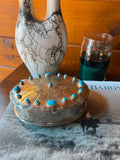 J. Alexander Stamped Oval Box w/ Turquoise