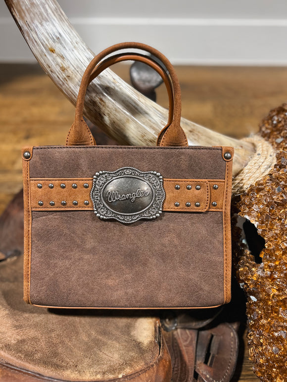 Wrangler Small Buckle Tote (Coffee or Dusty Blue)