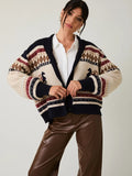 Horse Motif Button Up Oversize Sweater Cardigan