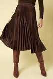 The Rhonda - Chocolate Pleated Satin Skirt