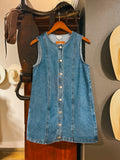Sleeveless Round Neck Button Down Denim Mini Dress