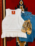 Ruffled Crochet Textured Knit Tank