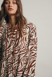 Mocha Zebra Print Maxi Dress