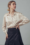 Champagne Satin Button Down Blouse