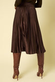 The Rhonda - Chocolate Pleated Satin Skirt