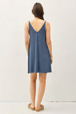 The Ribbed V neck Sunday Dress (Sage/Denim)