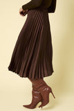 The Rhonda - Chocolate Pleated Satin Skirt