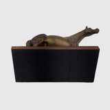 Antiqued Brass Horse on Wood Stand