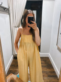 Sleeveless Pleated Wide-Leg Jumpsuit - Pastel Yellow