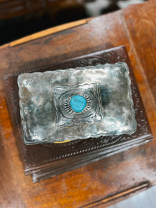 Stamped Rectangular Concho Box with Turquoise