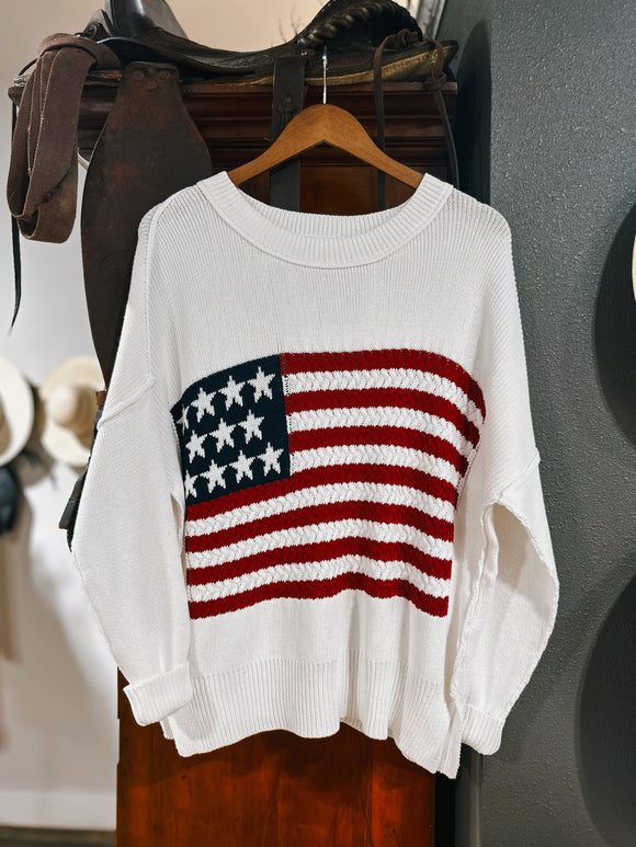 American Flag Drop Shoulder Sweater