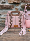 Wrangler Pink Top Handle Fringe Tote Bag