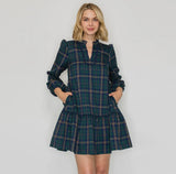 The Ellie - Tartan Green Plaid Mini Dress