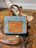 Wrangler Small Buckle Tote (Coffee, Dusty Blue & Black)